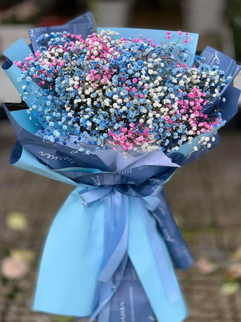 Bó hoa Pipi Blue - hoa bó giá rẻ hà nội