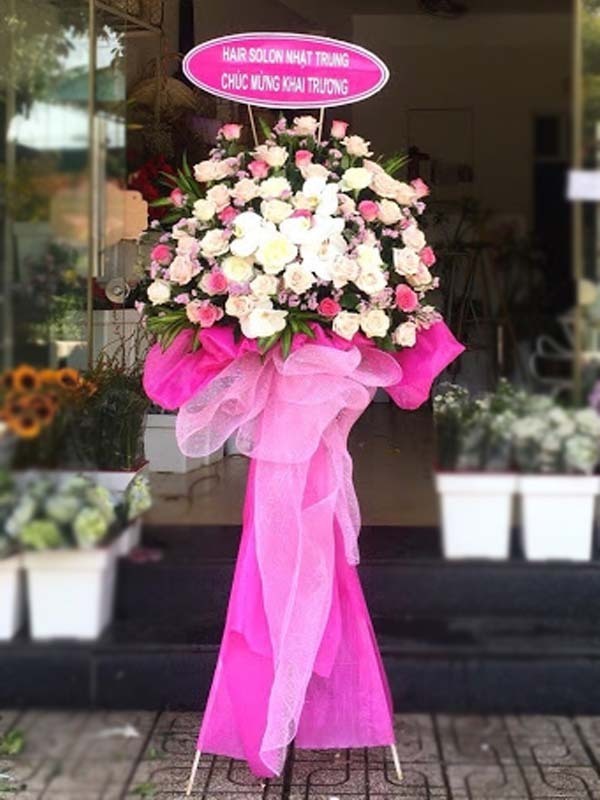Kệ hoa chúc mừng đẹp Pink - Hoa khai trương tại Đồng Nai